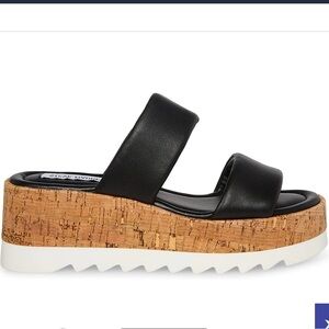 Steve Madden Platform Sandals - Black, white, and cork